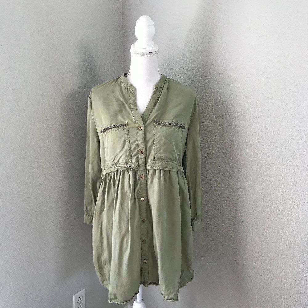 Zara Women Green Shirt Dress Medium